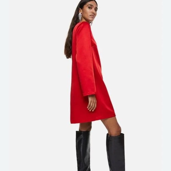 H&M Red Satin Shift Mini Dress size S - Picture 2 of 4